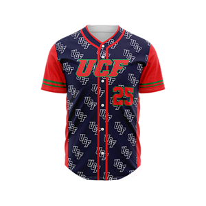 Prix de gros, maillot de baseball unisexe en polyester entièrement imprimé, boutonné, sur mesure avec le nom/le numéro de l'équipe, vêtements de sport - Product Image 1