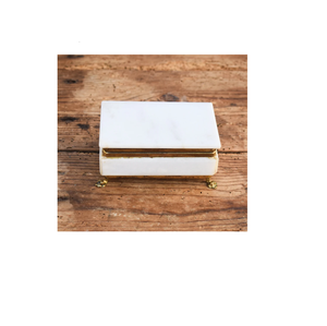 Boîte à bijoux de luxe en marbre organisateur de cadeaux pour femmes logo personnalisé rangement de bijoux couvercle en marbre et poignée en laiton - Product Image 4