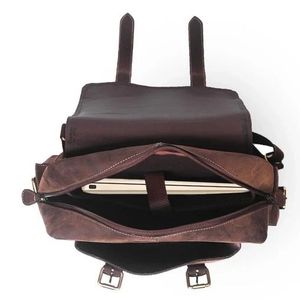 Handmade Leather <b>Backpack</b> With Matte Finish & Fully Adjustable Strap Top Indian Supplier Manufacturer Saman Exports - Product Image 3