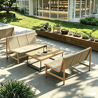Ensemble de meubles de salle à manger d'extérieur en aluminium moderne de luxe, table et chaises de jardin imperméables pour villa, hôtel, complexe hôtelier, usage commercial