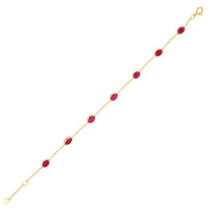 Trending Minimalist Jewelry Natural Oval Ruby Gemstone Bracelet 18K <b>Solid</b> Yellow <b>Gold</b> Adjustable Bracelet for Women Girls - Product Image 4