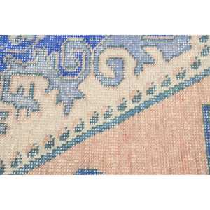 Alfombra Turca Vintage de 1.5x2.5 pies, Alfombra Pequeña de Lana Marroquí Azul - Product Image 5