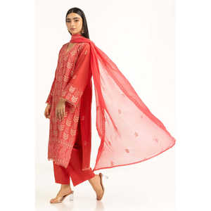 Traje Casual de Verano de 3 Piezas Bordado para Mujer, Color Rojo - Product Image 2