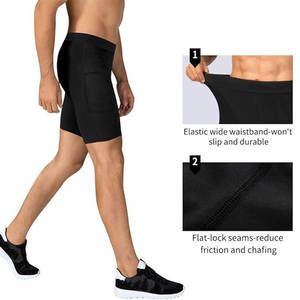 Pantalones cortos de compresión transpirables de gran tamaño para hombre, ropa de calle personalizada de secado rápido, pantalones cortos de compresión personalizables con patrón sólido para hombre - Product Image 4