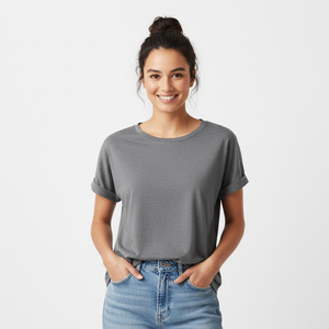 Camiseta de algodón de manga corta para mujer, 100% algodón, alta calidad, impresión personalizada, talla grande, precio económico, camisetas de mujer en tendencia - Product Image 4