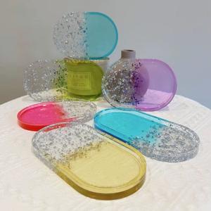 Resin <b>Decorative</b> Tray in Multiple Colors Cosmetic Organizer Home <b>Decor</b> Oval Resin Tray Vanity Tray High Quality - Product Image 3