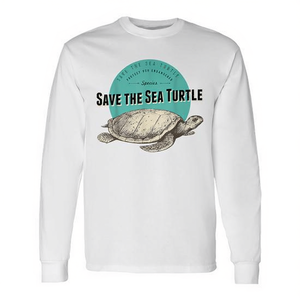 T-shirt à manches longues Save The Sea Turtle, écologique, unisexe, col rond, en coton, vêtements promotionnels pour adultes - Product Image 2