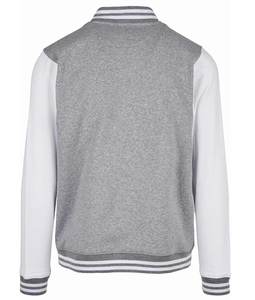 Veste bomber varsity personnalisée coupe-vent, corps en laine grise, manches en cuir, veste d'extérieur pour homme, veste universitaire, doublure en satin matelassée, hiver, taille XL - Product Image 5