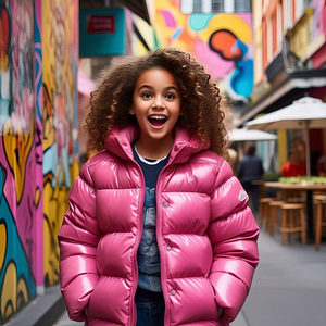 Wholesale Sublimation Puffer Jacket <b>Toddler</b> Girls Windproof Winter Zipper Hooded Printed Lining Puffer Bubble Jacket Girls - Product Image 4