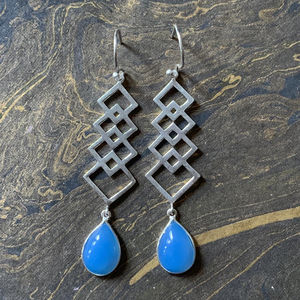 ต่างหูทรงหยดน้ำอะควา คาลเซโดนี น้ำหนัก 7.3 กรัม - Product Image 1