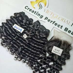 Extensiones vietnamita de pelo rizado profundo alineado con cutícula sin procesar 100% al por mayor mechones de pelo crudo superondulado para hacer pelucas - Product Image 1