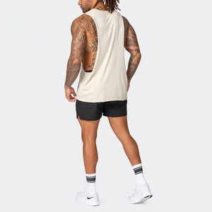 Camiseta sin mangas de algodón con logotipo personalizado al por mayor para hombre, camiseta de entrenamiento muscular para correr, talla XL, estilo lavado - Product Image 4