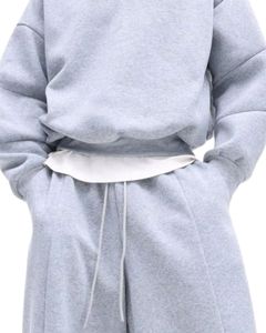 Ensemble survêtement molletonné gris nuage pour homme, sweat-shirt à capuche décontracté et pantalon de jogging ample, streetwear d'hiver - Product Image 6