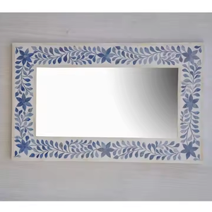 Top Bone Inlay Patrón moderno Marco de espejo Hueso Baño Pared Hogar Decorativo por Crescent Crafts - Product Image 3