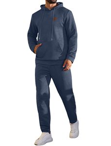 Ensemble de survêtement en tricot jacquard 2 pièces pour homme, bleu foncé, style streetwear décontracté, Birlag Sports - Product Image 1
