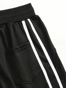 Pantalon de survêtement de jogging évasé taille haute pour hommes décontracté à la mode avec décoration coupe-vent à rayures Leggings à jambe droite - Product Image 3