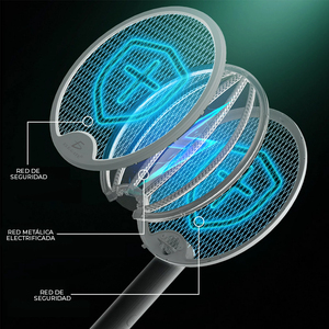 Raquette électrique anti-moustiques rechargeable 2-en-1 avec lumière UV, double fonction - Product Image 2