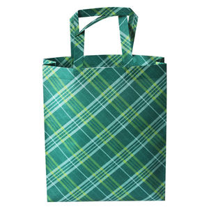 Bolsa de compras reciclable no tejida PP con logotipo personalizado al por mayor, bolsa de compras ecológica con patrón a cuadros para supermercado, bolsa de regalo - Product Image 1