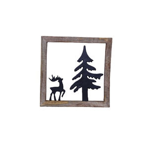 Christmas Collection Aluminum Santa With <b>Cart</b> in Wooden Frame With Customized Black Finishing Handmade Christmas Table Decor - Product Image 3