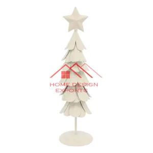 Brillo blanco acabado Metal escultura Mesa decoración árbol de Navidad para decoración de Navidad