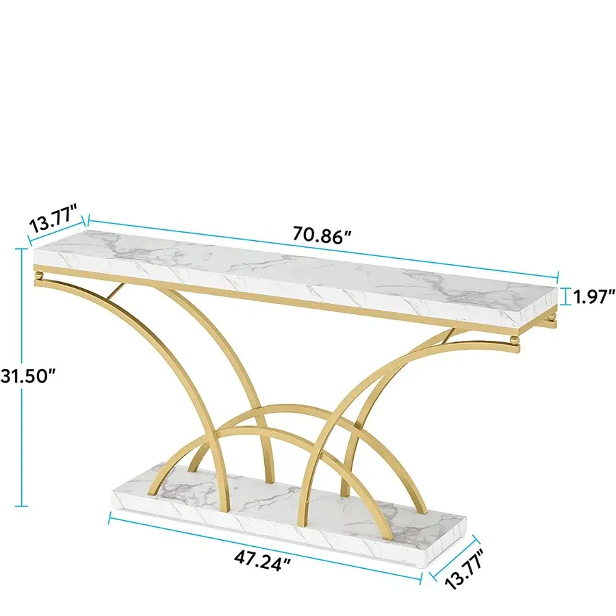 Alta calidad elegante moderno mármol superior y Base Metal consola Mesa muebles para mesa de almacenamiento para el hogar y restaurante y cocina