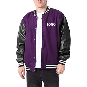 Chaquetas Universitarias de Talla Grande al por Mayor, Chaquetas Varsity Lisas con Logotipo Personalizado Bordado, Cuello Alto, Chaquetas Delanteras para Hombre - Product Image 3