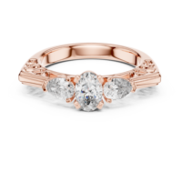 Anillo de Diamante Cultivado en Laboratorio de Corte Ovalado de Lujo de 0.50ct y Corte Pera de 0.25ct para Mujer, Oro de 10K/14K/18K/Plata, Chapado, Certificado IGI, Regalo de Aniversario para Ella