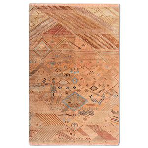 Manchaha Classic Large Area Wool & <b>Silk</b> Hand Knotted Rugs <b>Red</b> Orange Geometric Pattern for Home Hallway-Model Lub-119 for Teens - Product Image 1