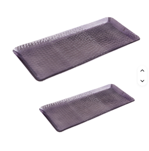 Bandeja de servicio rectangular de metal con acabado antiguo martillado en relieve y borde para el hogar restaurante Hotel ensalada - Product Image 3