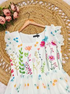 Hermoso traje de una pieza estampado para mujer, Maxi vestido de fiesta de boda de algodón, diseño de alimentación, Vestido de estilo largo - Product Image 4