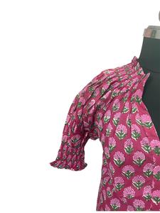 100% coton tricoté décontracté femmes Blouse HD imprimé rose fleuri traditionnel indien artisanat doux débardeurs - Product Image 4