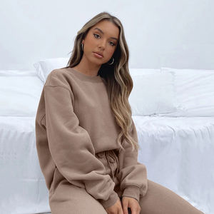 Logotipo personalizado al por mayor 100% de algodón de manga larga de invierno de las mujeres de 2 piezas Jogger sudadera pantalones de chándal sudaderas con capucha y pantalones conjunto - Product Image 3