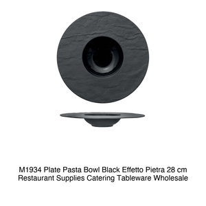M1934 <b>Plate</b> <b>Pasta</b> Bowl Black Effetto Pietra 28 cm Restaurant Supplies Catering Tableware Wholesale - Product Image 2