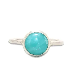 流行时尚亚马逊珠宝925纯银戒指批发蓝色宝石银戒指出厂价格