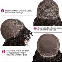 Wear and Go Perruque de cheveux humains sans colle avec bang 180% Densité Perruque de vague de corps indienne brute fabriquée à la machine pour les femmes noires