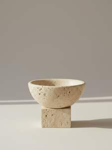 Moderna y Minimalista Tazón de Mármol Travertino Hecho a Mano, Centro de Mesa Decorativo de Piedra para Sala de Estar - Product Image 6