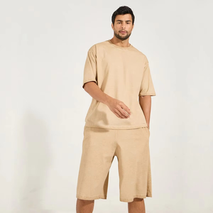 Ropa de deporte unisex personalizable, Camiseta de algodón sólido de verano, conjuntos cortos con cintura elástica, estilo informal hecho con logotipo personalizado - Product Image 6