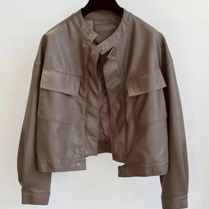 Primavera/otoño nuevo estilo Gules chaqueta de cuero de moda para mujer abrigo de motocicleta para mujer - Product Image 1