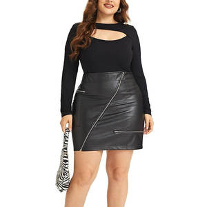 Minifalda de piel sintética negra para mujer 2025 con detalle de cremallera, Falda corta ajustada de cintura alta para fiesta - Product Image 5