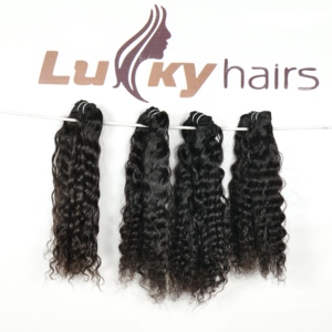 Extensions de cheveux humains 100% naturels, vierges indiens Remy, à double trame, bouclés, alignés aux cuticules, ondulés, noirs naturels, en gros - Product Image 4