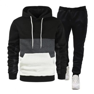 Sweat-shirt à capuche pour homme Ensemble pantalon à capuche de couleur contrastée pour le printemps et l'automne Kit de vêtements de sport avec cordon élastique - Product Image 3