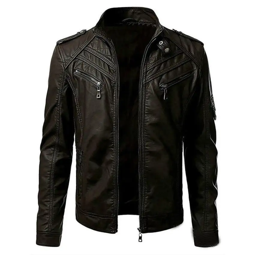 Wholesale Fashion Classic Custom Riding Biker Jacket Motorcycle Leather Coat Leather Jacket For Men