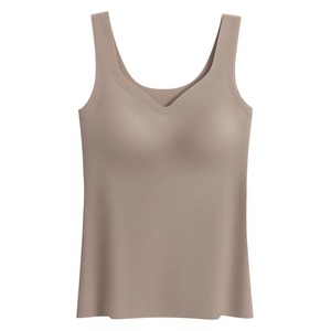 เสื้อกล้ามไร้แขนผ้าไอซ์ซิลค์สำหรับผู้หญิงในฤดูร้อนเสื้อกล้ามเสื้อกล้ามเสื้อกล้ามรัดรูปสำหรับเล่นกีฬาแห้งเร็วเสื้อกั๊กขนาดเล็ก - Product Image 4