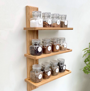 Wooden Spice Rack Factory Price Round <b>Kitchen</b> Wooden Spice Jars Rack Wall Mounted <b>Kitchen</b> <b>Organizer</b> Spice <b>Drawer</b> Rack - Product Image 1
