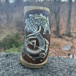 SUPAR QUALITY Natural Buffalo Horn <b>Mug</b> with Handle Modern Eco-Friendly High Quality for Beer Wine Mead Ale Drinking Horn Tankard - Product Image 5