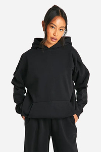 Premium personnalisé noir goutte épaule femmes brodé sweat à capuche surdimensionné Anti-rides et respirant sweats à capuche femmes sweats à capuche zippés - Product Image 3