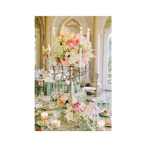 Candélabres de sol dorés à 5 bras grands bougeoirs en cristal centres de table pour tables de mariage dîner événements de noël - Product Image 2