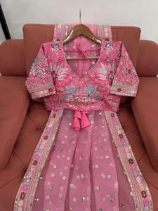 เสื้อผู้หญิงผ้าแพรออร์แกนซ่าผ้าไหมส่าหรีดีไซน์สวยแบบดั้งเดิมเสื้อผ้าสำหรับงานเลี้ยงชาติพันธุ์ใหม่ล่าสุด - Product Image 5