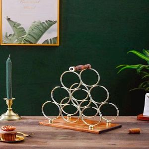 Shiny Gold <b>Tabletop</b> Wine 5 Bottle Rack Metal Wine <b>Storage</b> Holder for Bar Restaurant Decoration - Product Image 2