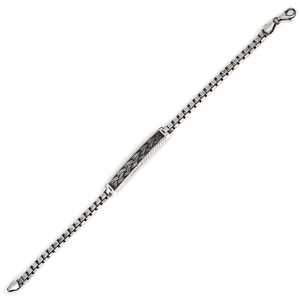 Bracelet en argent sterling 925 à motif tressé, chaîne cubique, plaqué rhodium et or, avec breloques en diamant et perle - Product Image 4